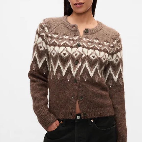 GAP Sweaters - GAP Brushed Fair Isle Cropped Cardigan
